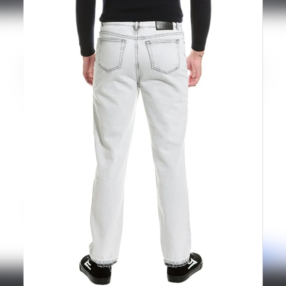 The Kooples Black Bleached Straight Jeans Sleek Design- Distressed Hem - Picture 4 of 10